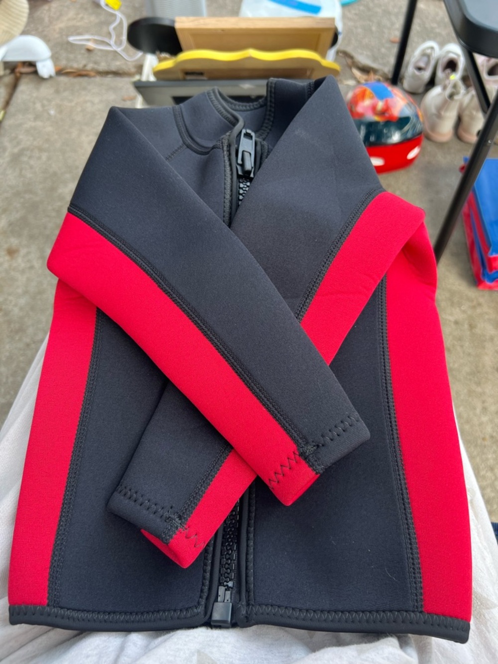 Kids Black & Red Neoprene Wet Suit Zip Jacket